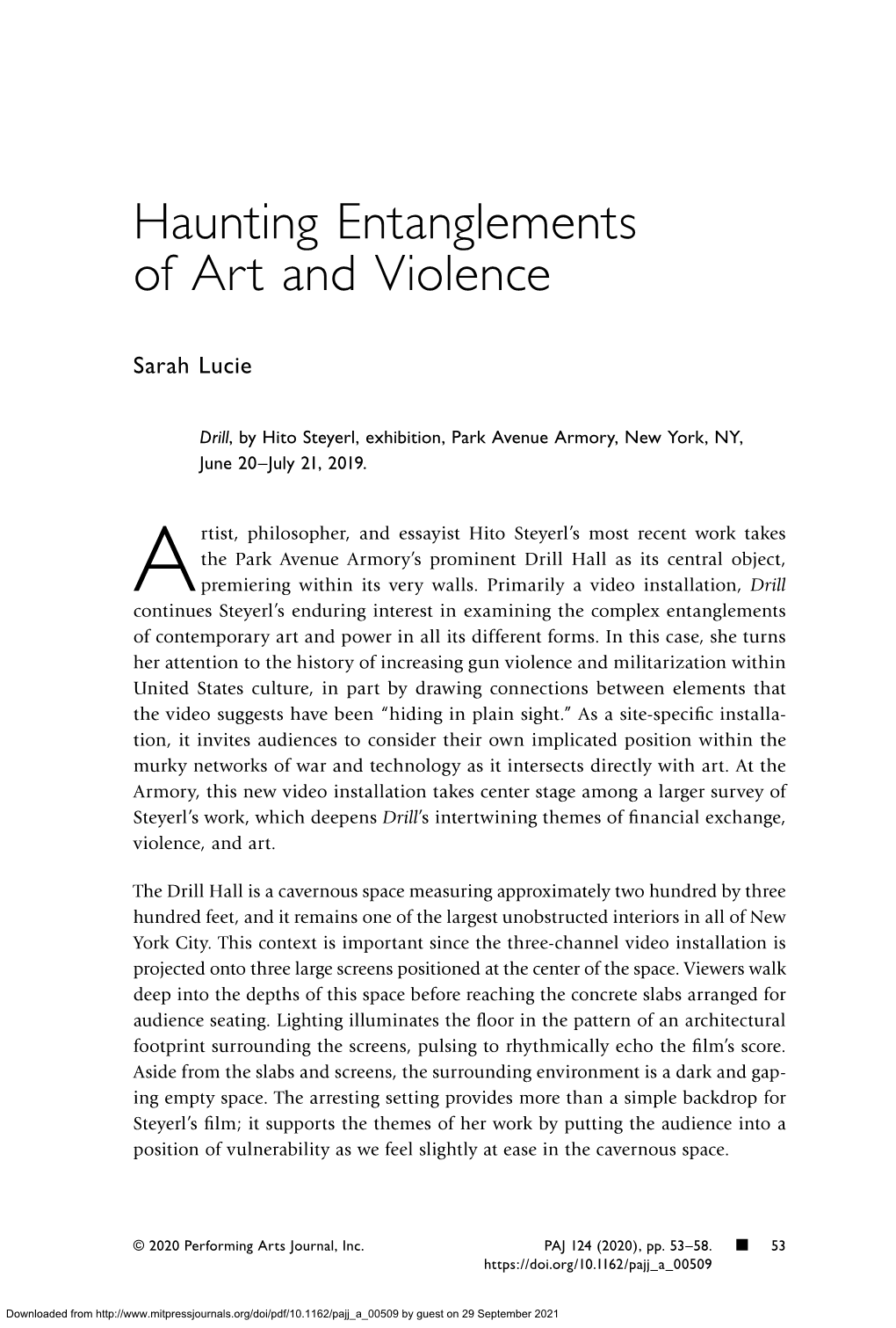 Haunting Entanglements of Art and Violence