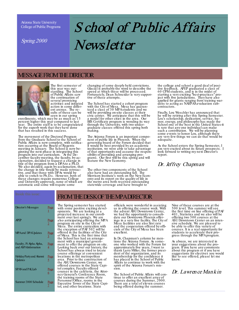 School of Public Affairs Newsletter Newsletter