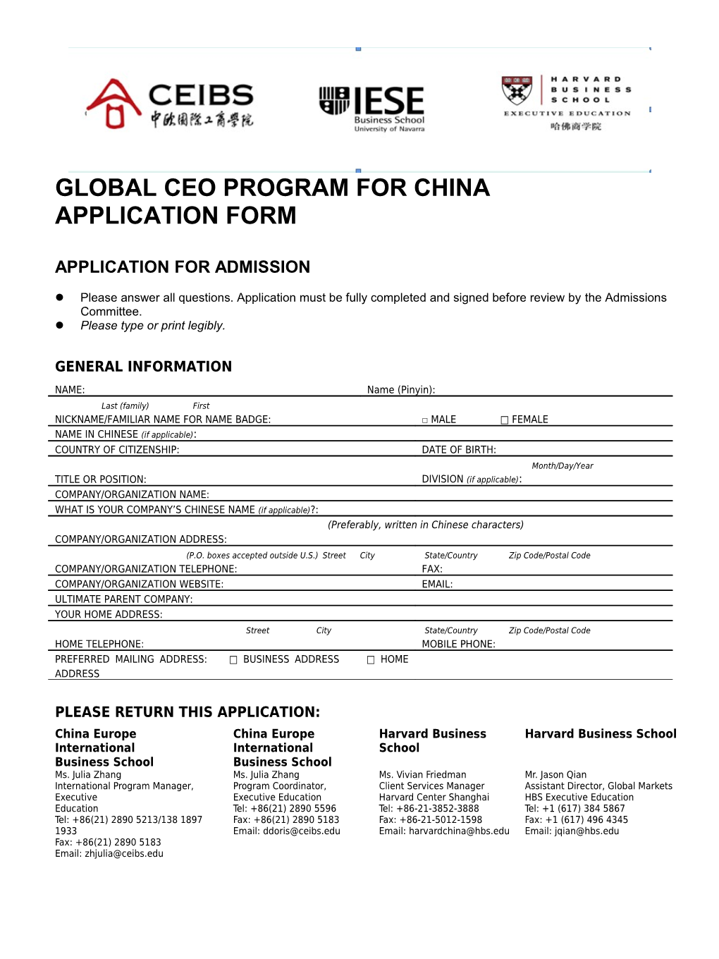 Global Ceo Program for China