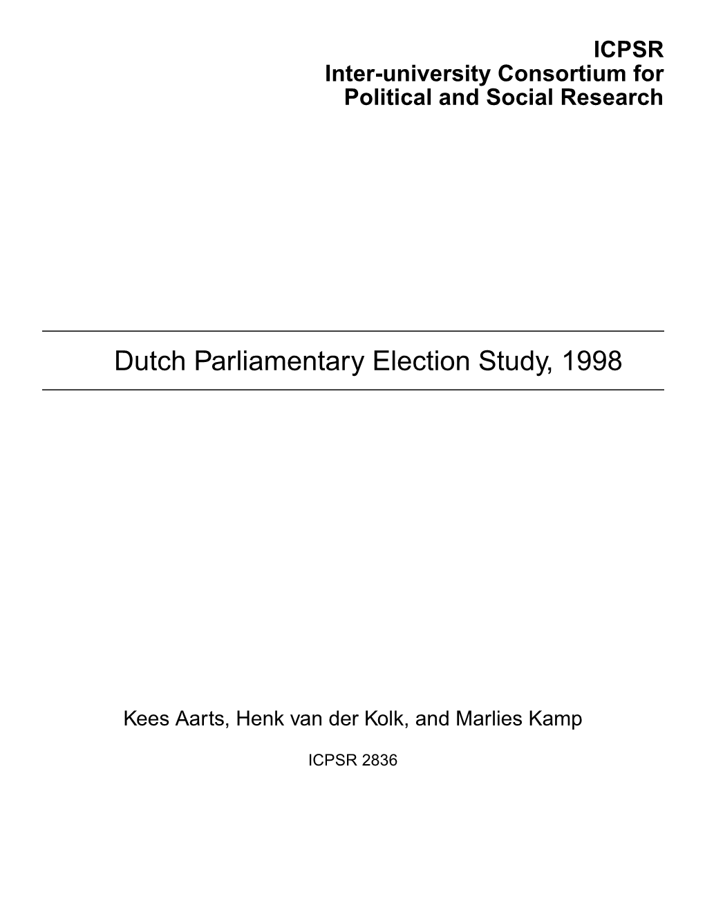 Dutch Parliamentary Election Study, 1998