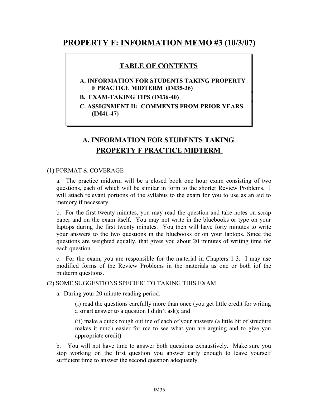 Property F: Information Memo #1 (8/16/07) s1