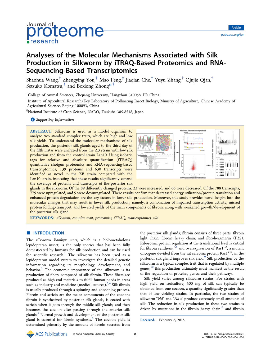 Analyses of the Molecular Mechanisms Associated with Silk