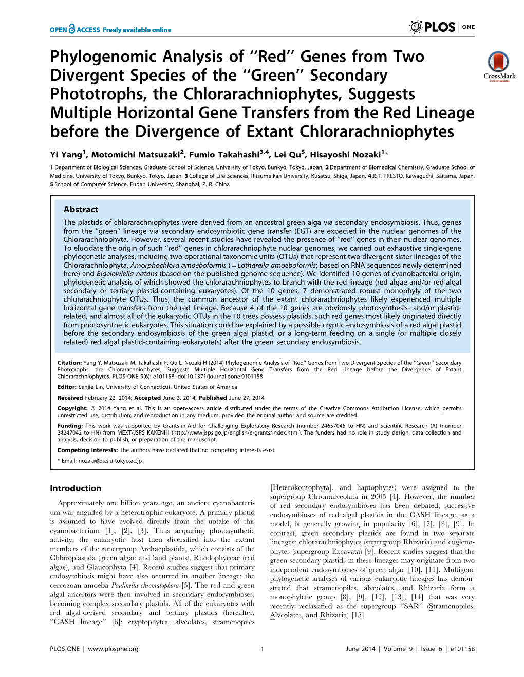 Genes from Two Divergent Species Of