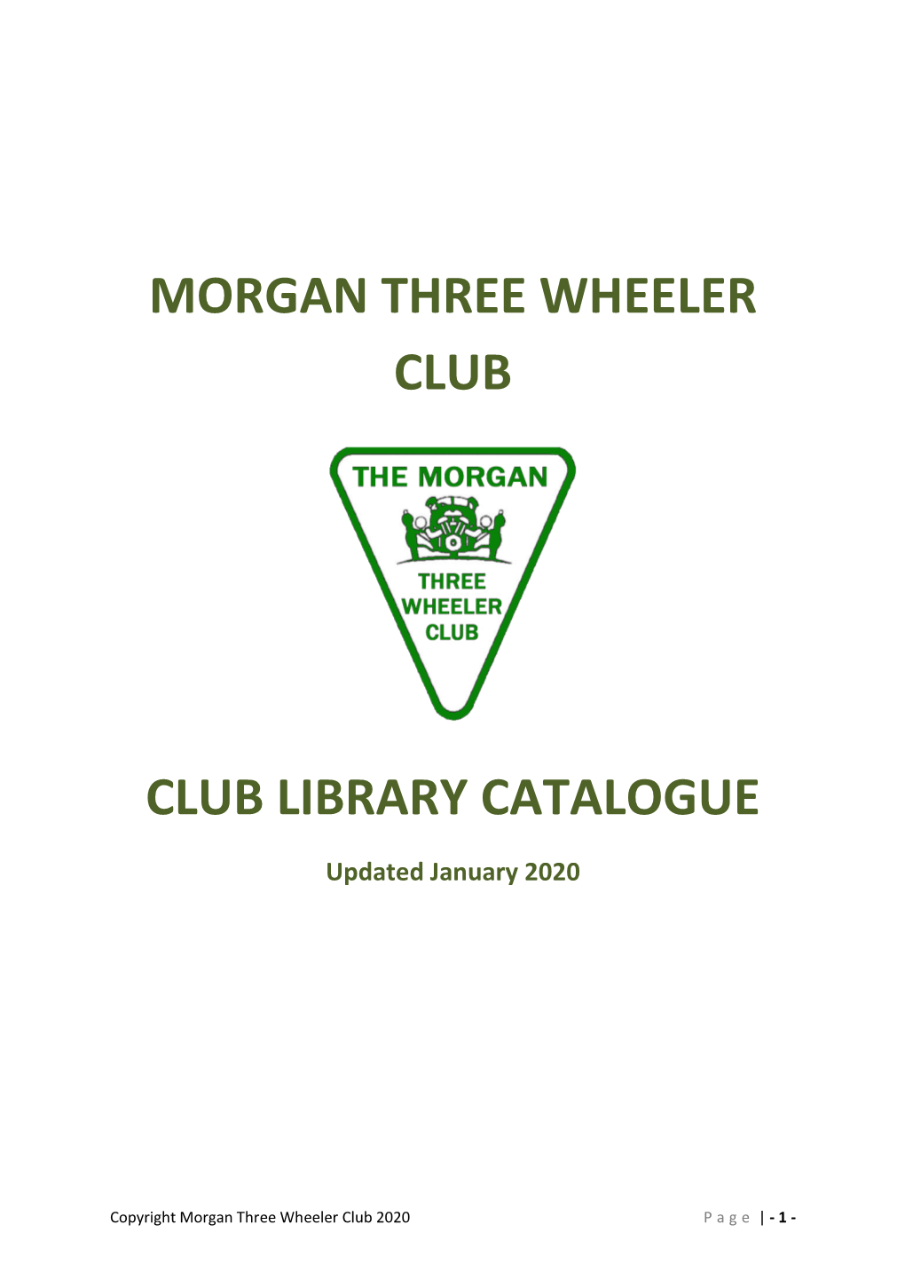 Morgan Three Wheeler Club Club Library Catalogue