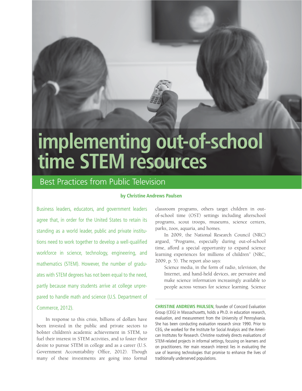 Implementing Out-Of-School Time STEM Resources Best Practices from Public Television