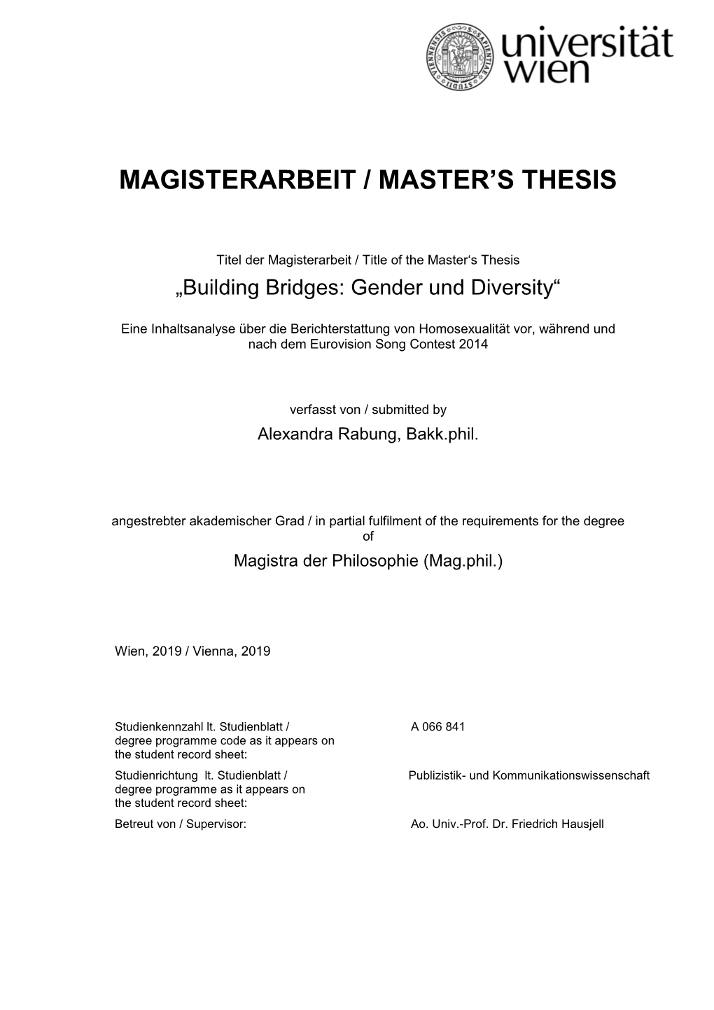 Magisterarbeit / Master's Thesis