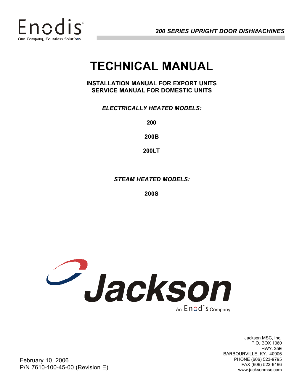 200 Series Manual, Rev E, 2-10-06