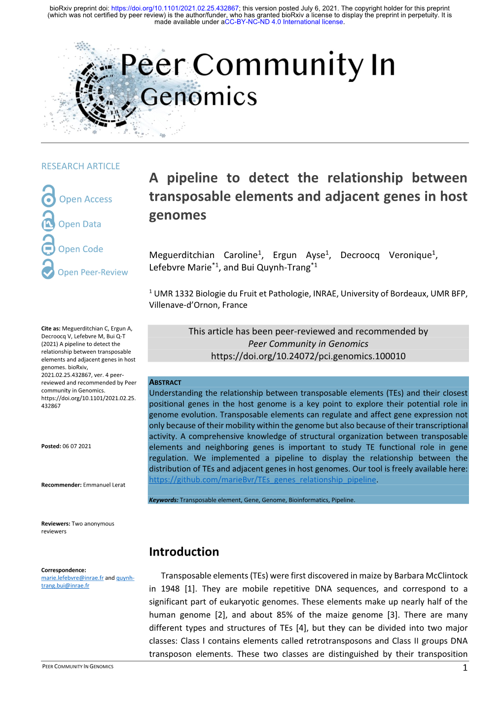 A Pipeline to Detect the Relationship Between Transposable Elements and Adjacent Genes in Host Genomes