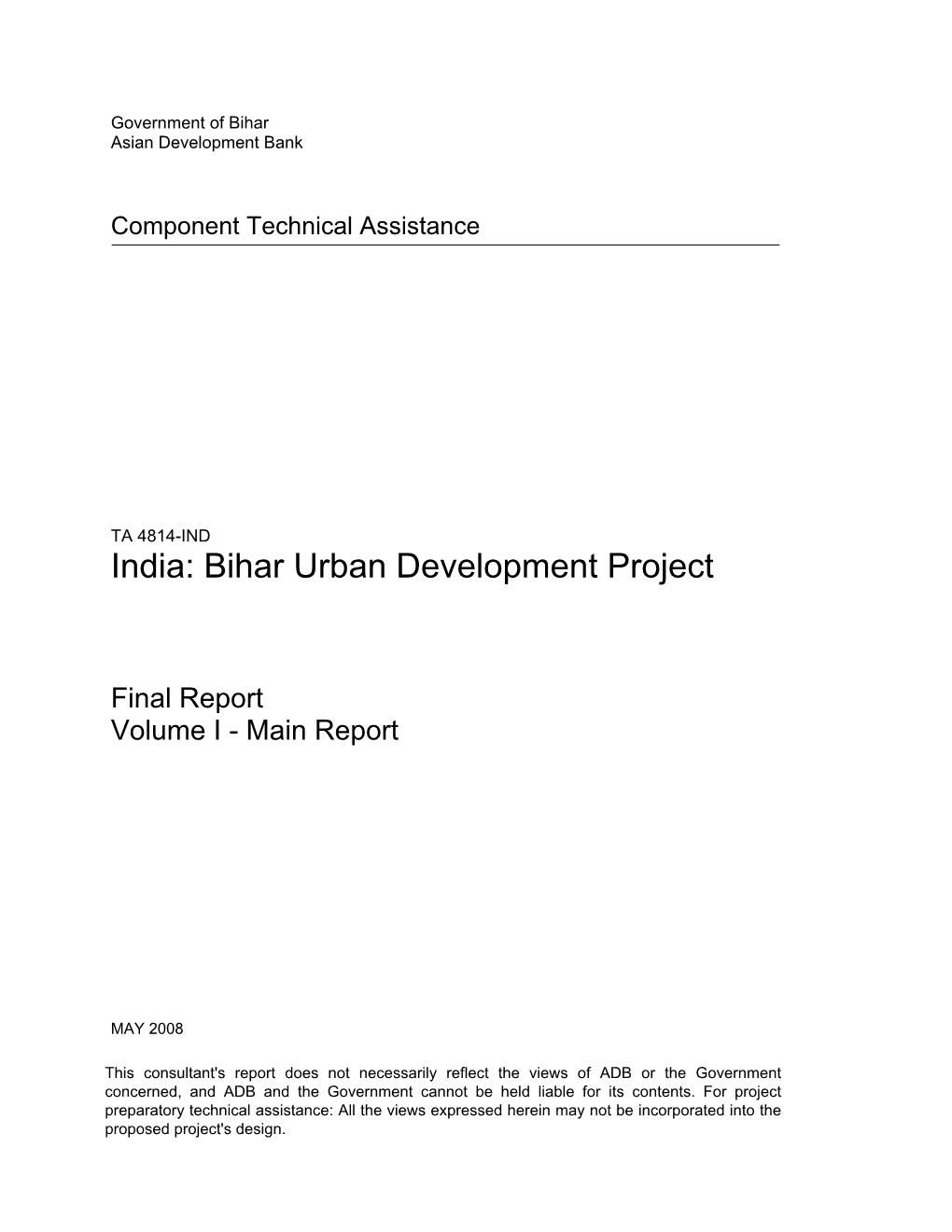 TACR: India: Bihar Urban Development Project