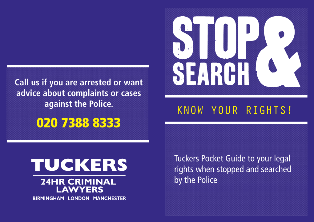 Know Your Rights! 020 7388 8333