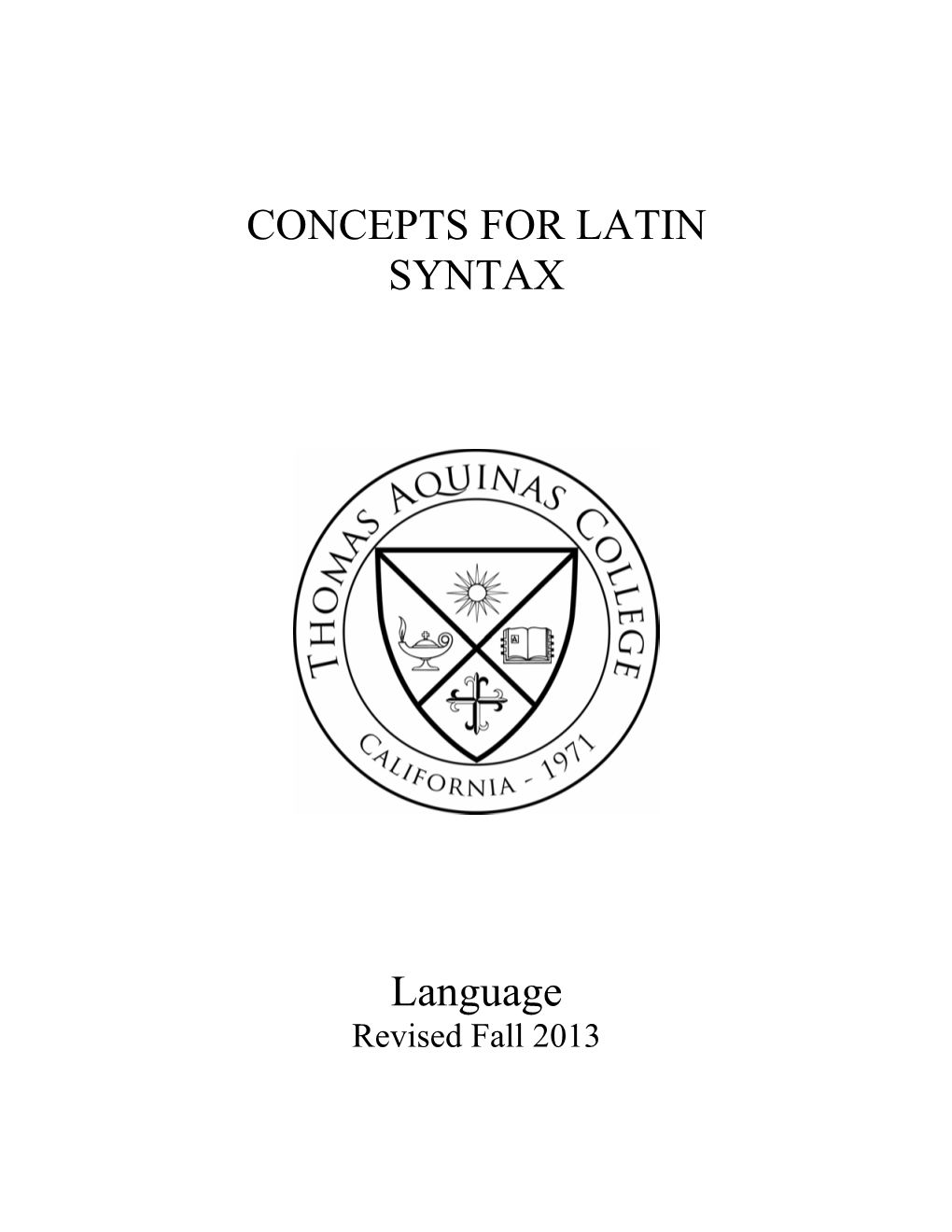 CONCEPTS for LATIN SYNTAX Language