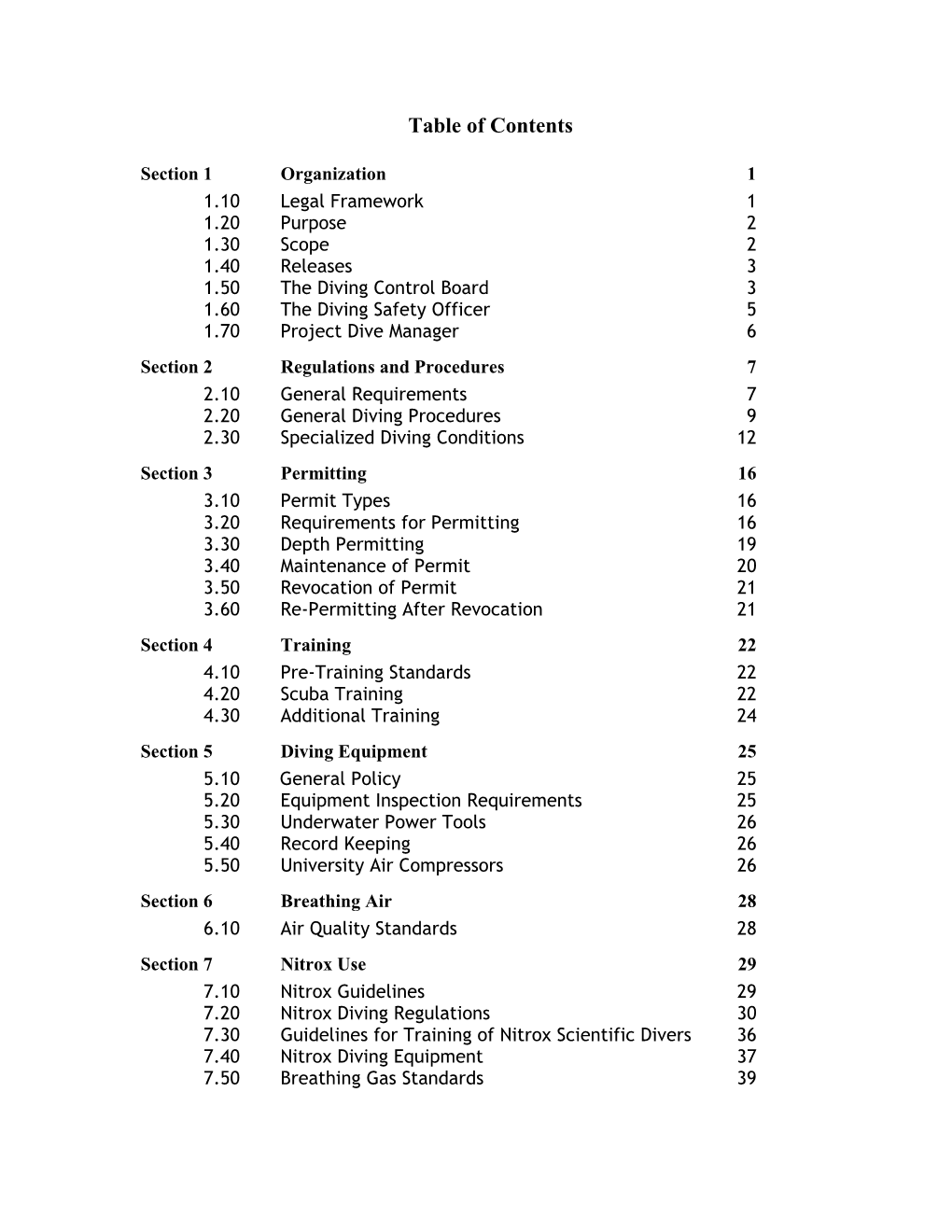 Table of Contents