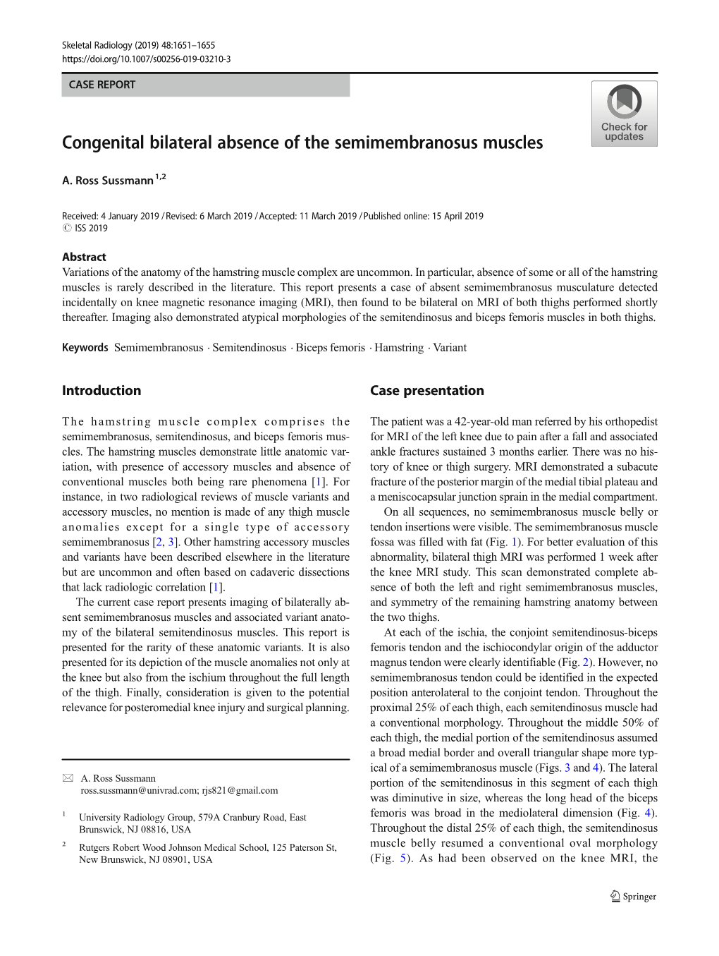 Congenital Bilateral Absence of the Semimembranosus Muscles