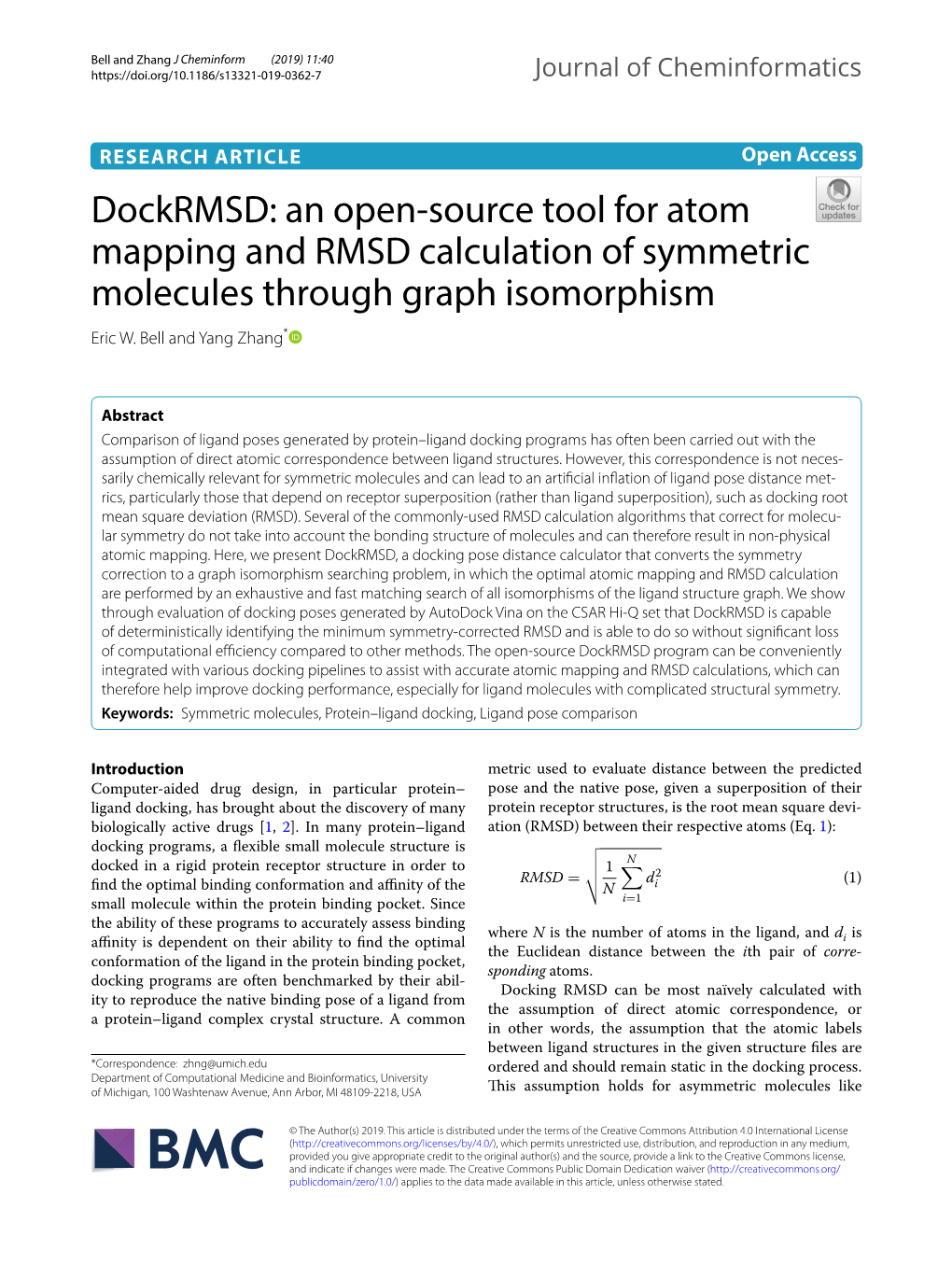 Dockrmsd: an Open-Source Tool for Atom Mapping and RMSD