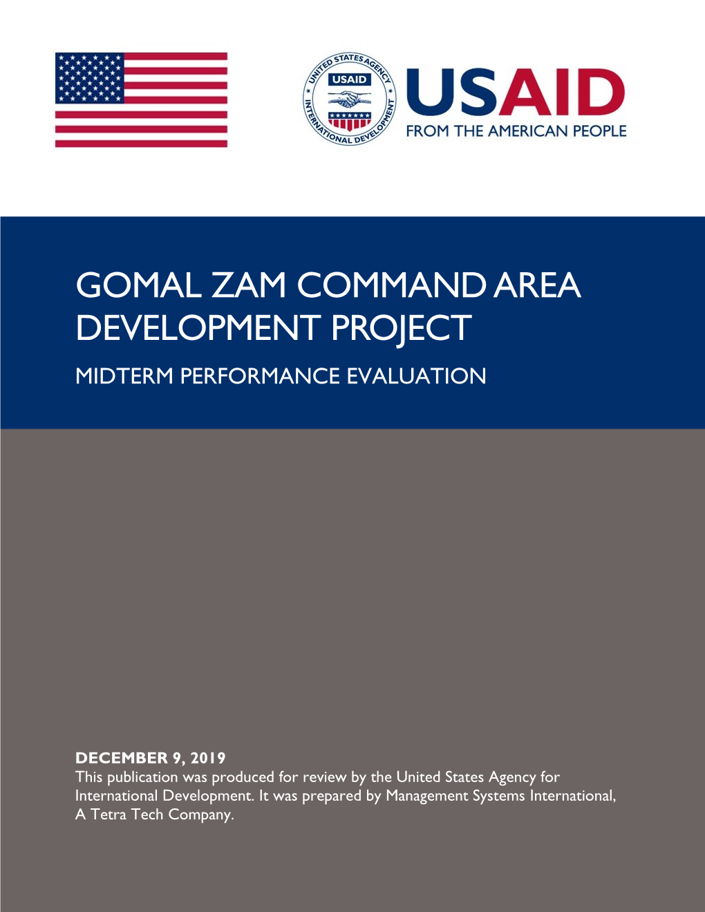 Gomal Zam Command Area Development Project Midterm Performance Evaluation