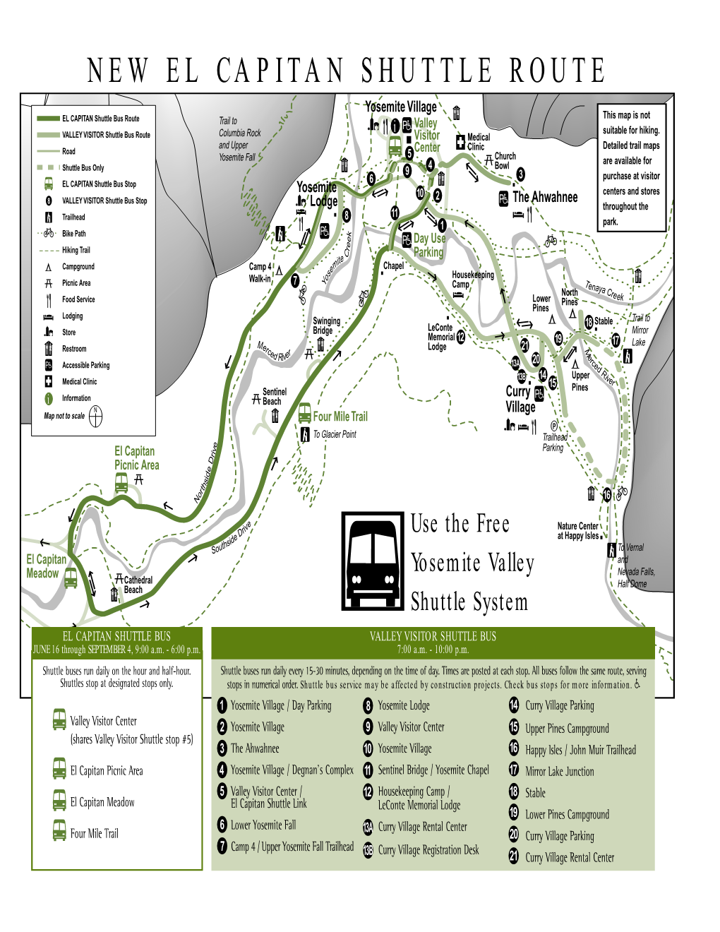 New El Capitan Shuttle Route