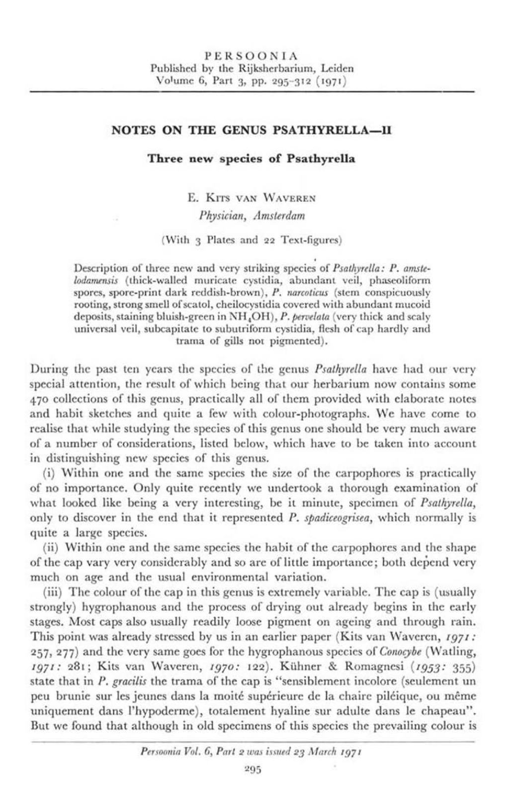 Notes on the Genus Psathyrella- 11