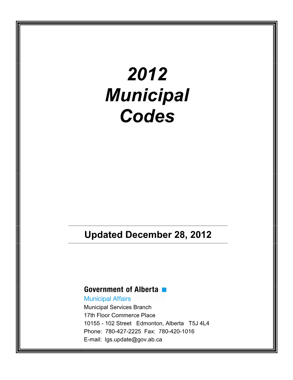 2012 Municipal Codes