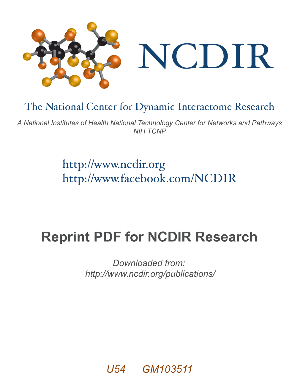 Reprint PDF for NCDIR Research