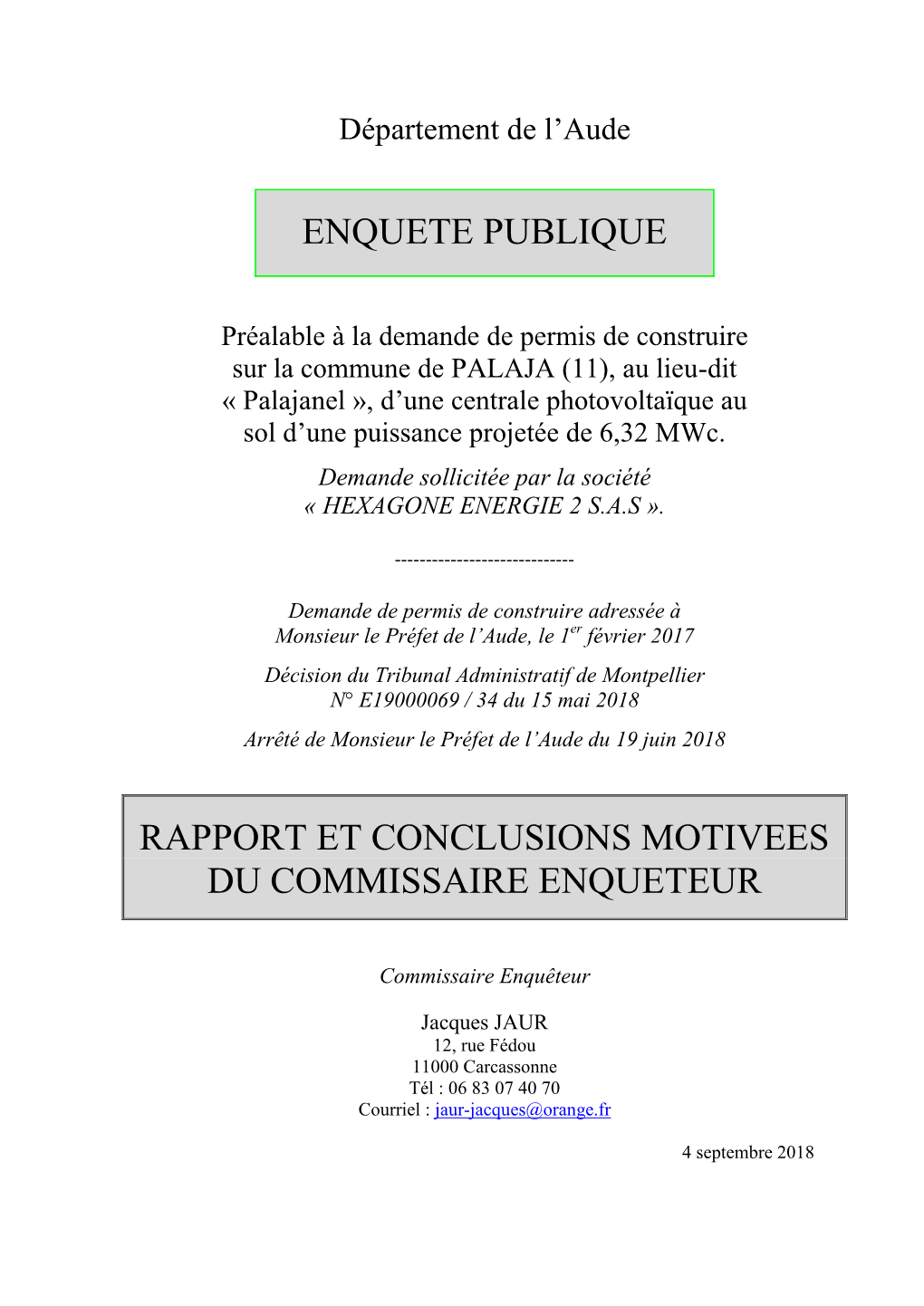 Commissaire Enquêteur