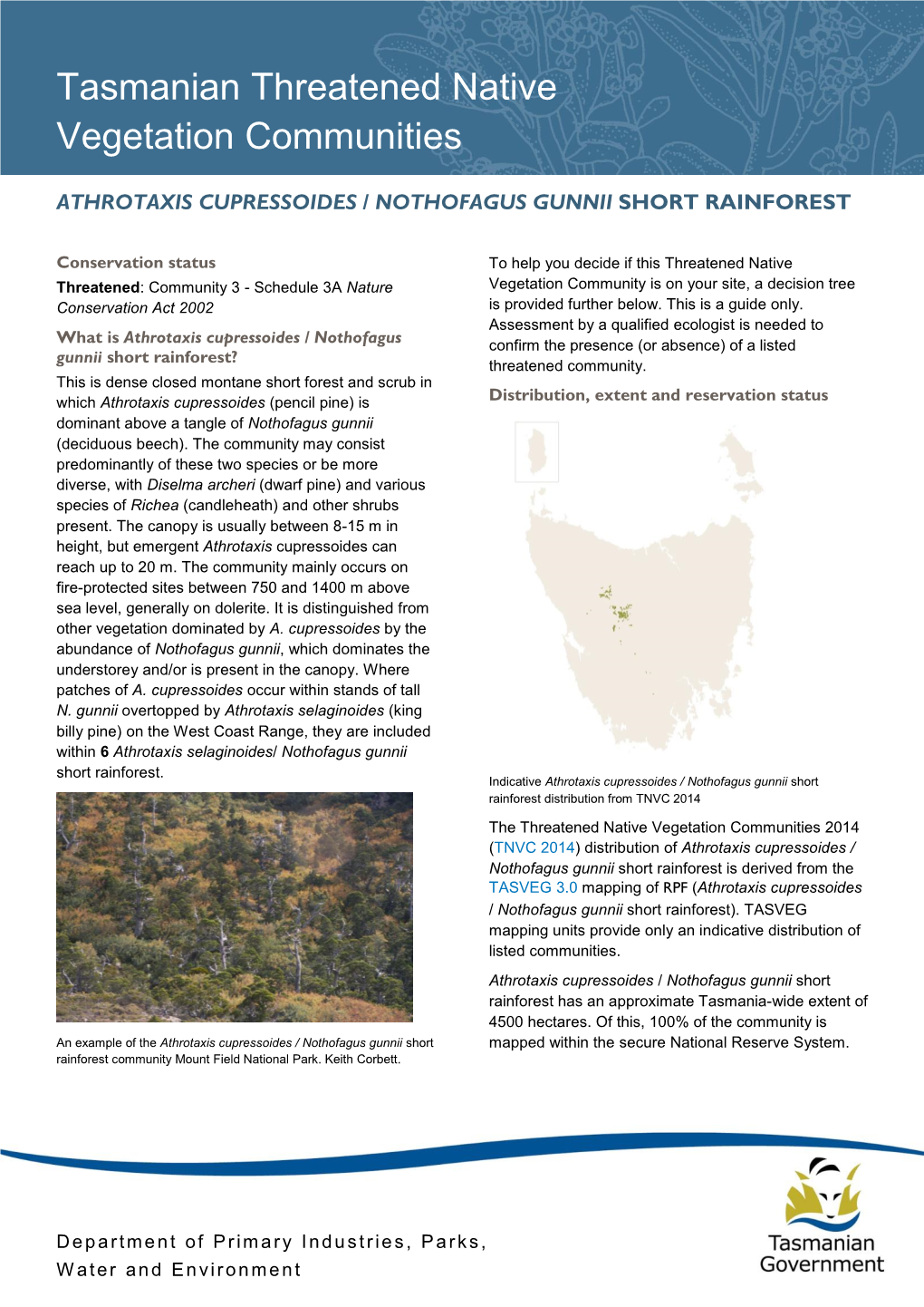 Tasmanian Threatened Native Vegetation Communities
