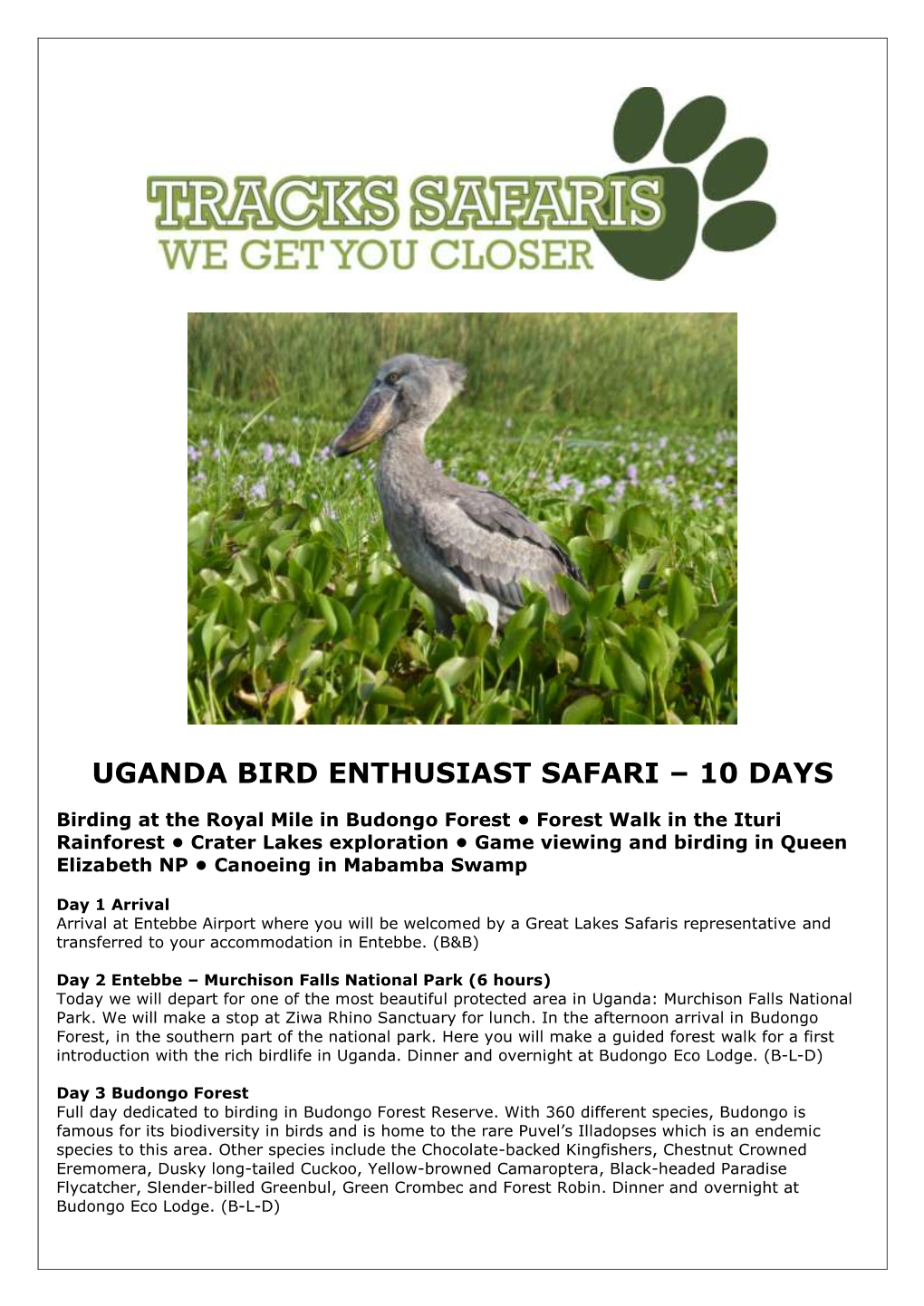 Uganda Bird Enthusiast Safari – 10 Days