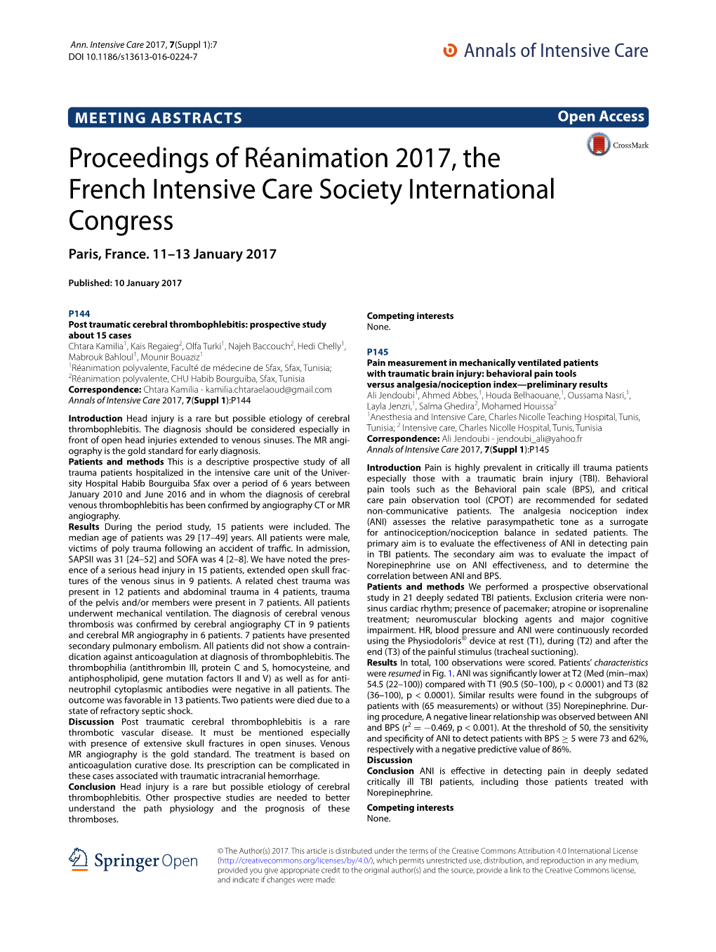 Proceedings of Réanimation 2017, the French Intensive Care Society International Congress