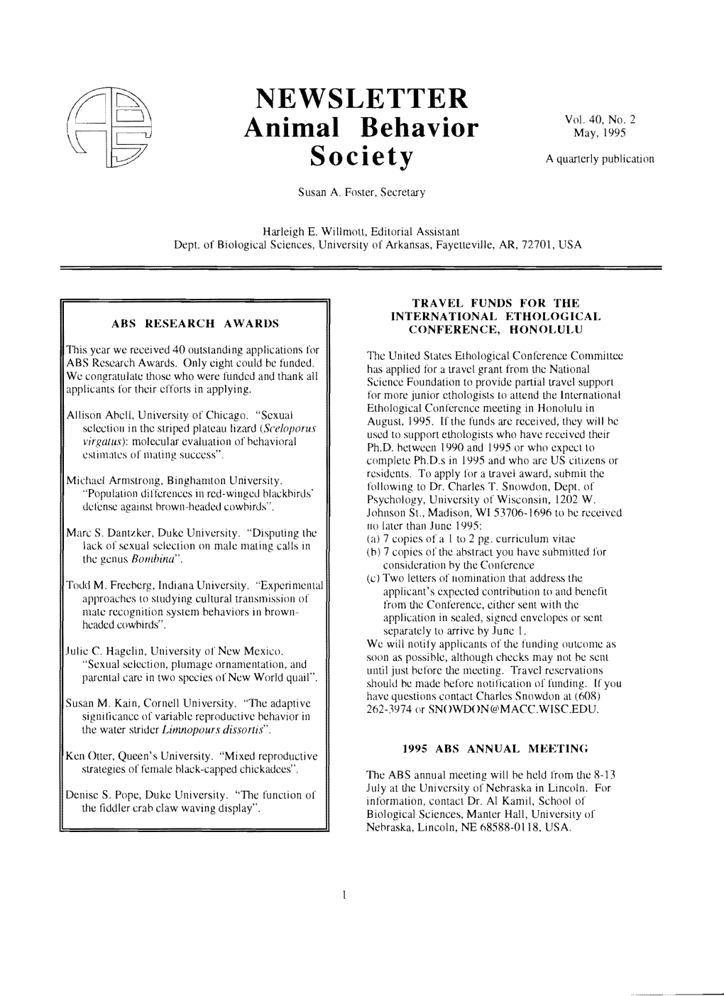 May 1995 Vol. 40, No. 2