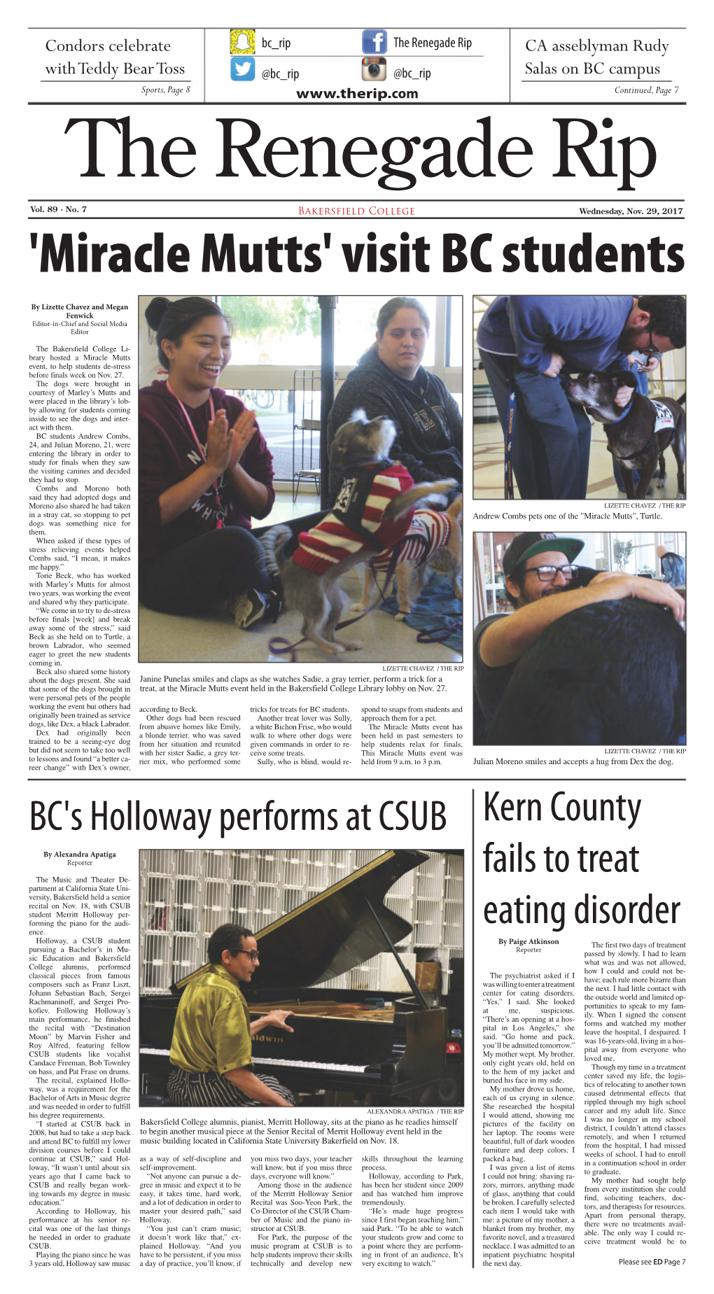 BC's Holloway Performs at CSUB Kern County Fails to Treat Eating Disorder