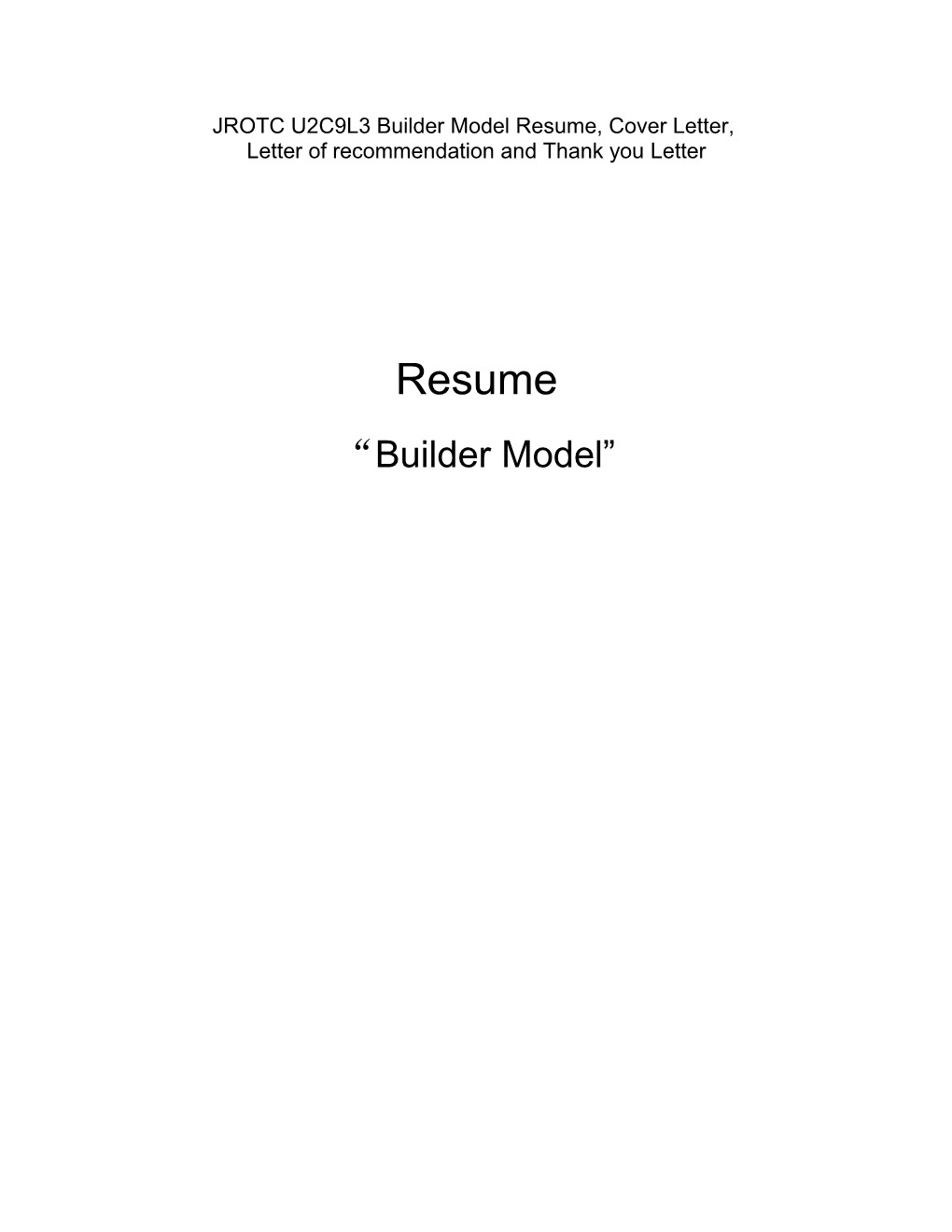 JROTC U2C9L3 Builder Model Resume, Cover Letter