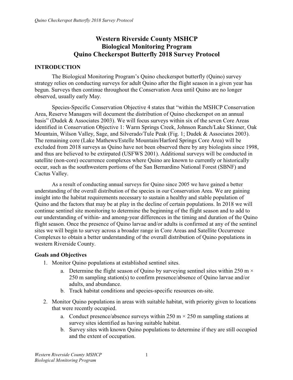 Quino Checkerspot Butterfly 2018 Survey Protocol