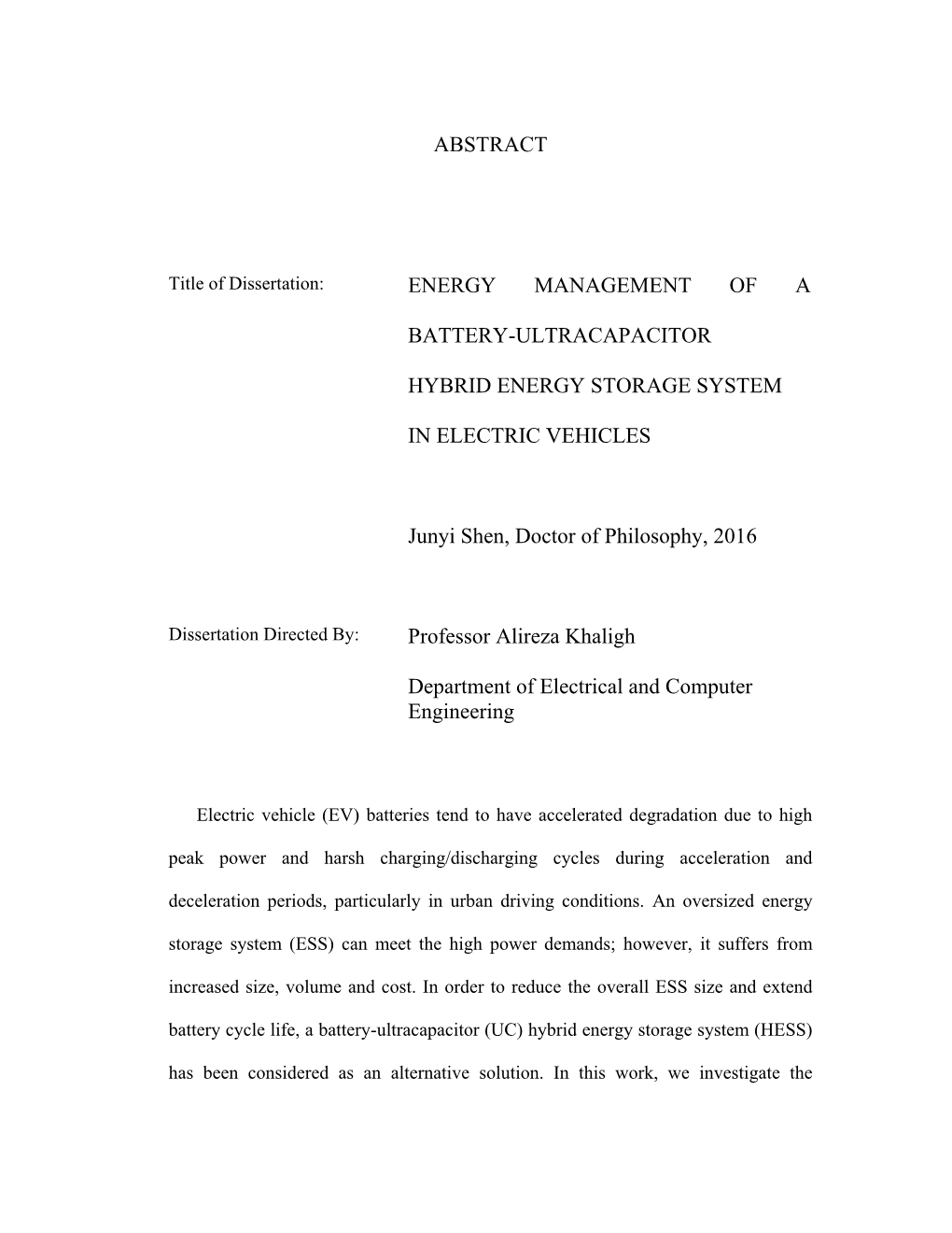 Abstract Energy Management of a Battery