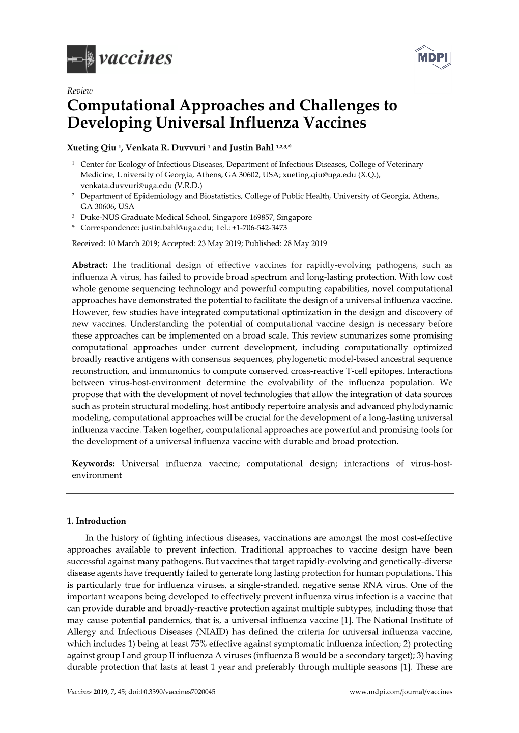 Computational Approaches and Challenges to Developing Universal Influenza Vaccines