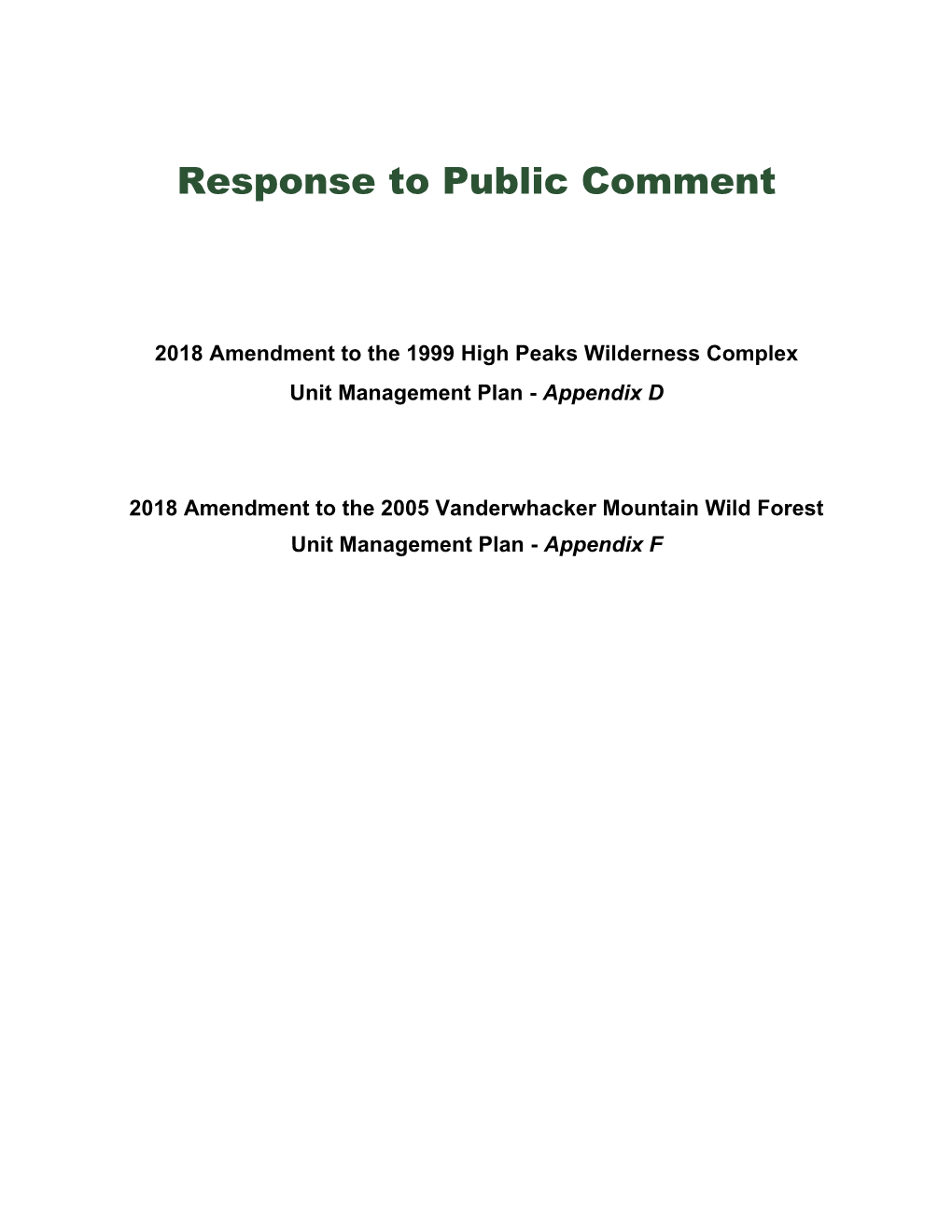 Boreas UMP Response to Public Comment