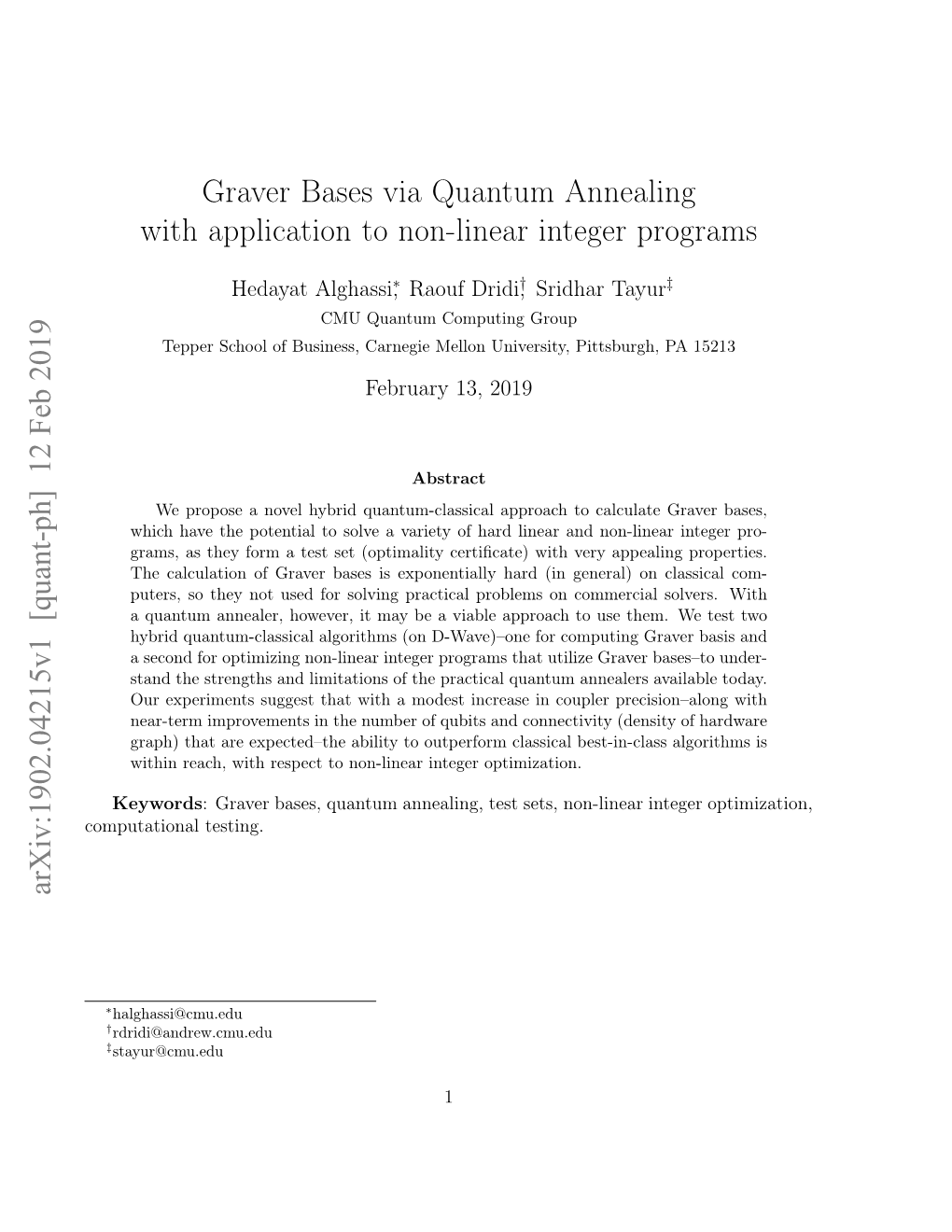 Graver Bases Via Quantum Annealing with Application to Non-Linear Integer Programs