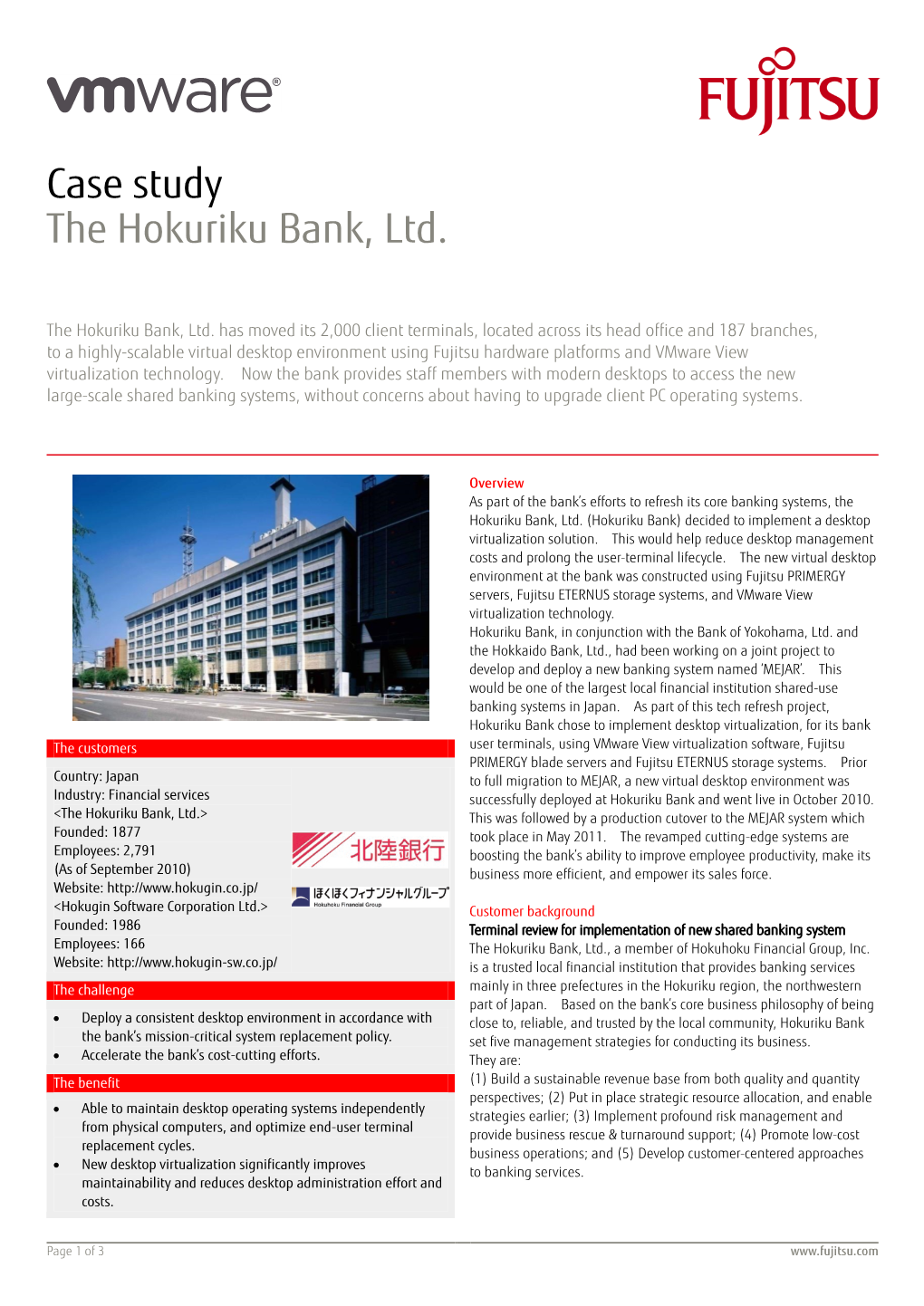 Case Study the Hokuriku Bank, Ltd