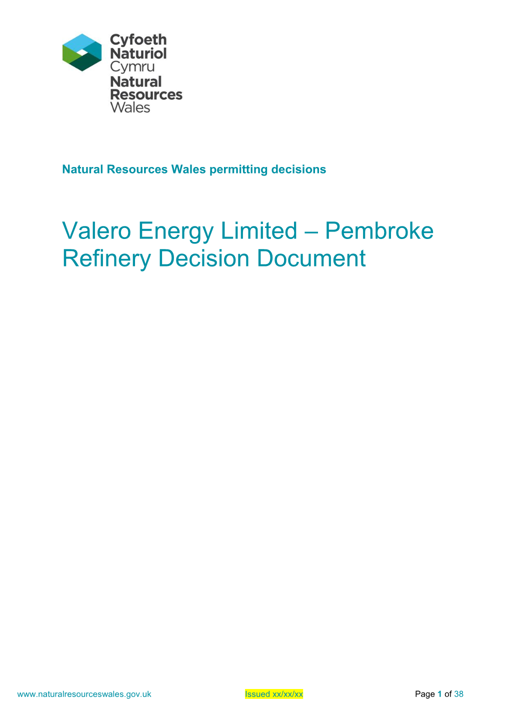 Valero Energy Limited – Pembroke Refinery Decision Document