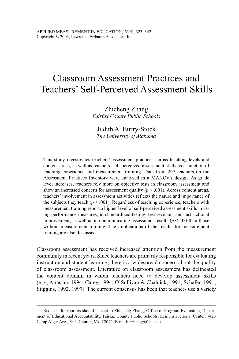 Classroom Assessment Practices and Teachers' Self-Perceived Assessment Skills