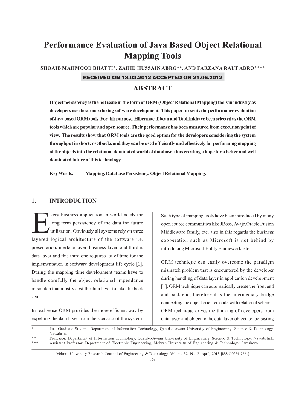 Performance Evaluation of Java Based Object Relational Mapping Tools