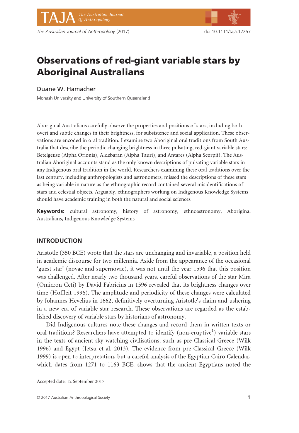 Observations of Red-Giant Variable Stars by Aboriginal Australians