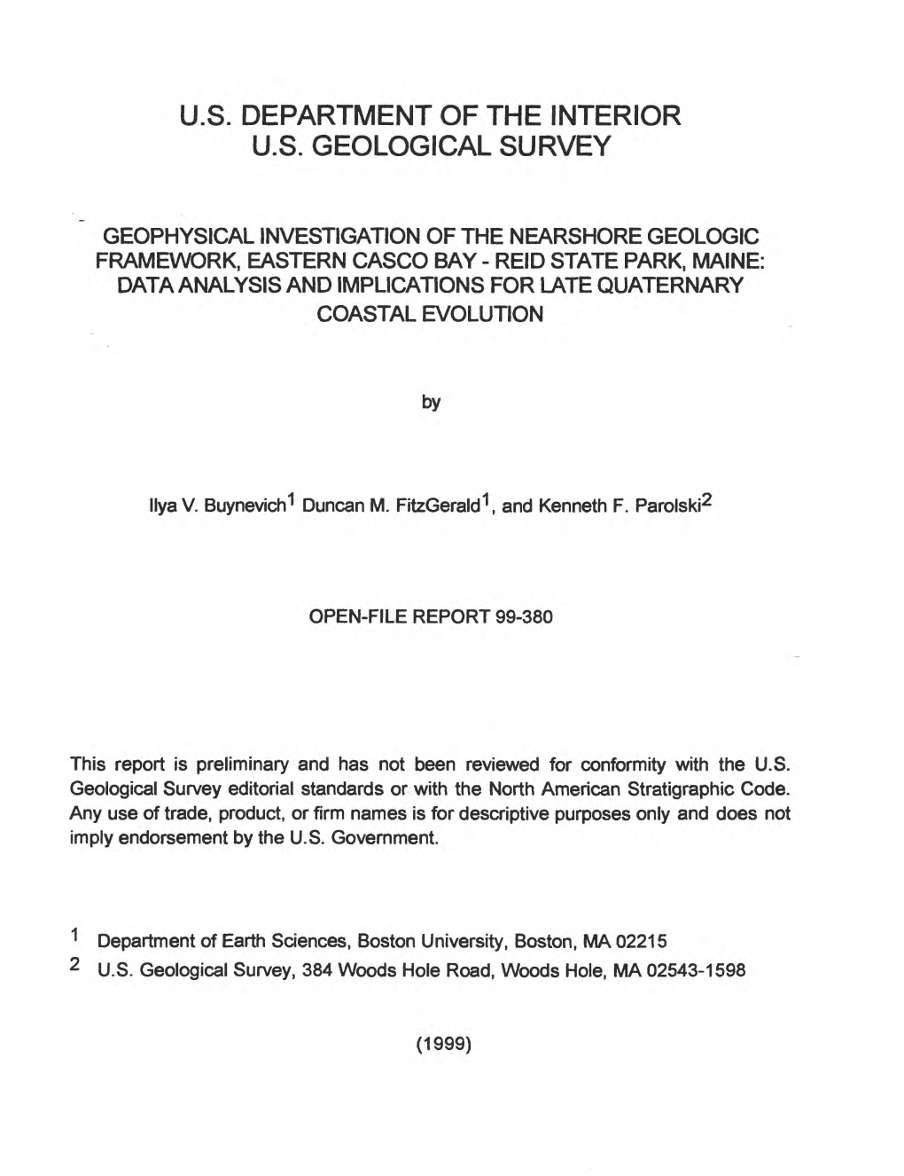 U.S. Department of the Interior U.S. Geological Survey