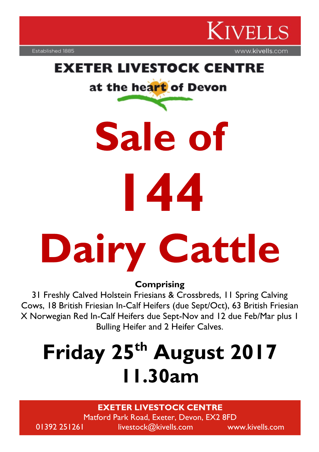 Sale of Dairy Cattle