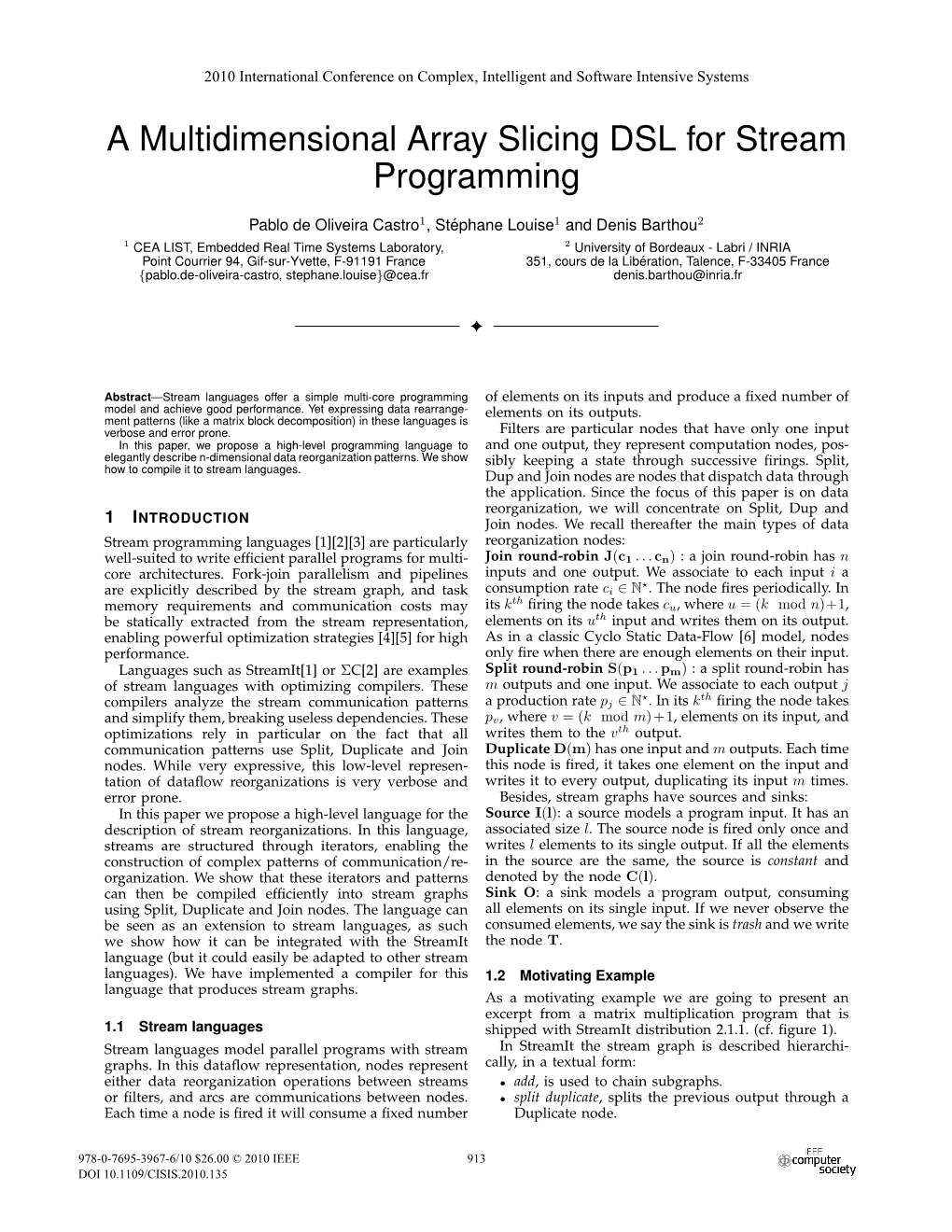 A Multidimensional Array Slicing DSL for Stream Programming