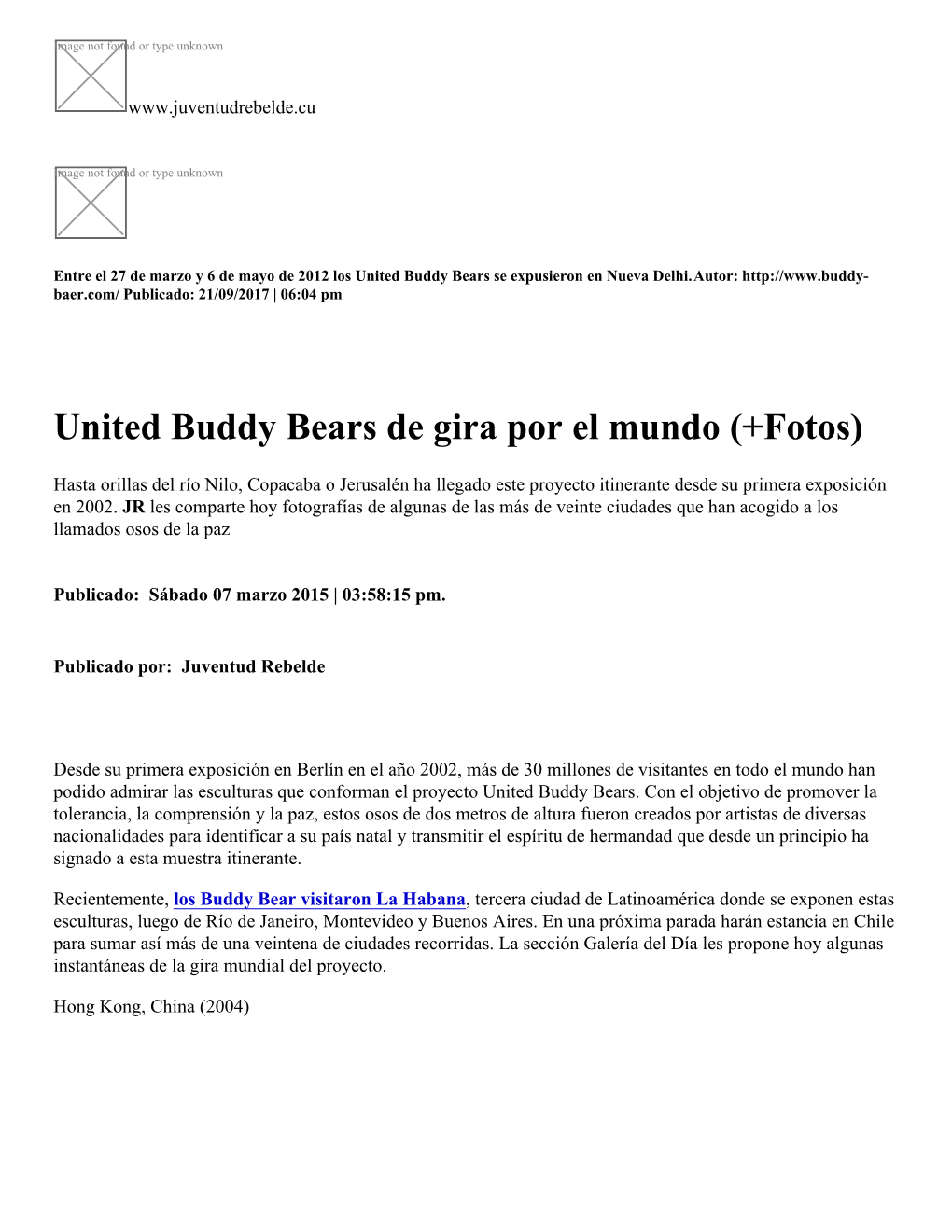 United Buddy Bears De Gira Por El Mundo (+Fotos)