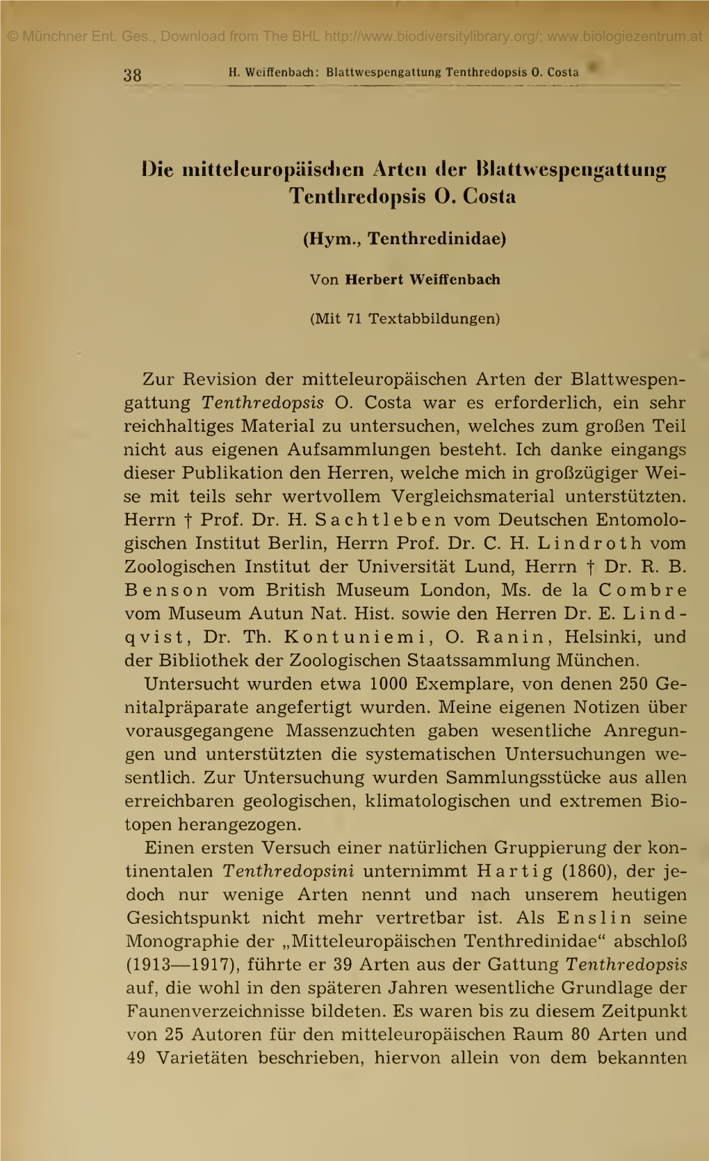 Mitteilungen Der Münchner Entomologischen Gesellschaft