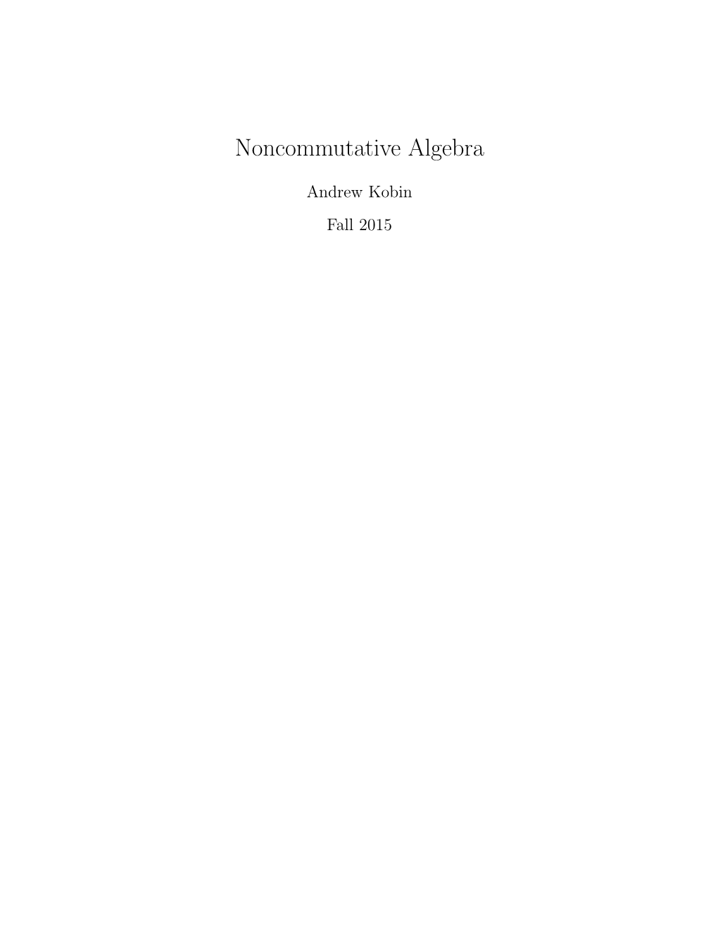 Noncommutative Algebra