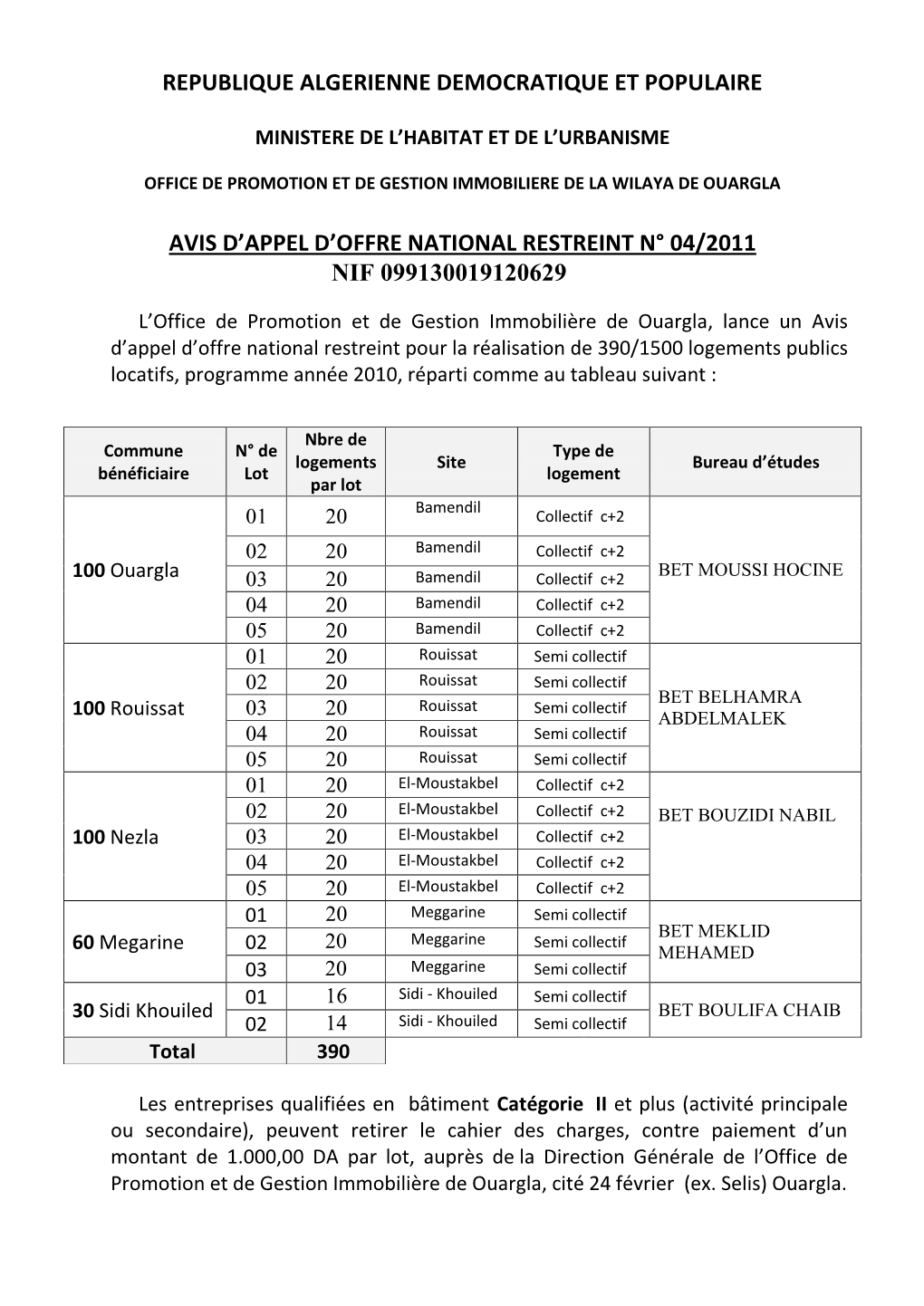 Republique Algerienne Democratique Et Populaire