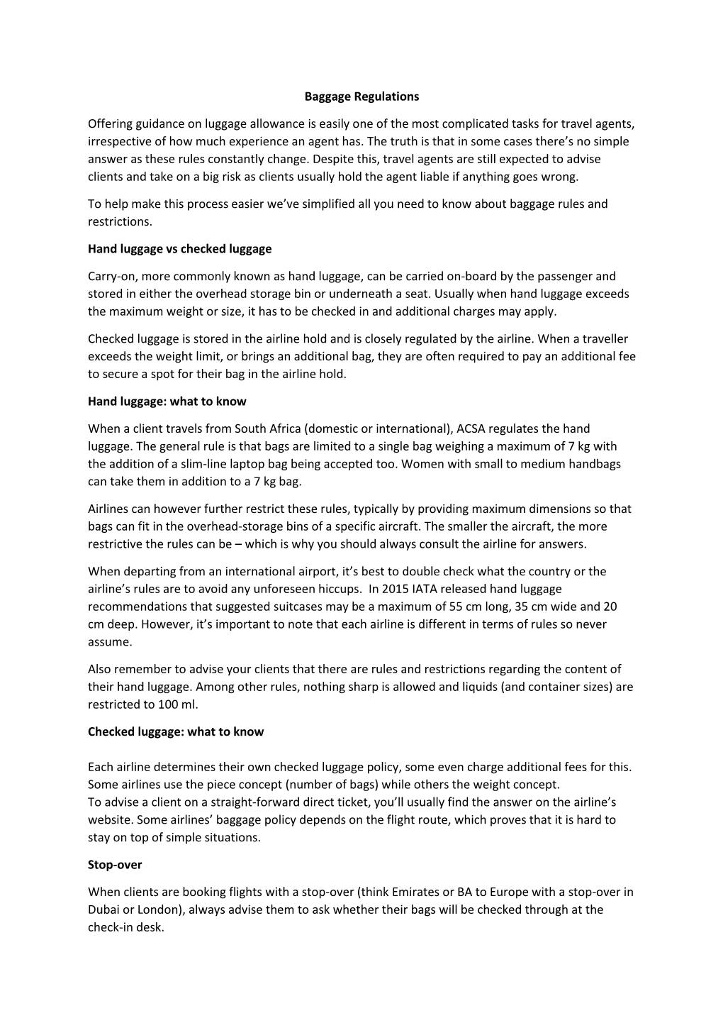 Baggage Regulations Offering Guidance on Luggage Allowance Is