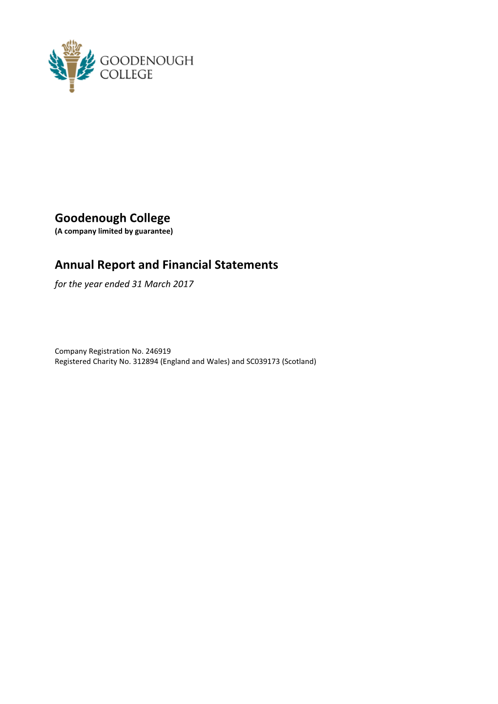 Goodenough College Annual Report and Financial Statements