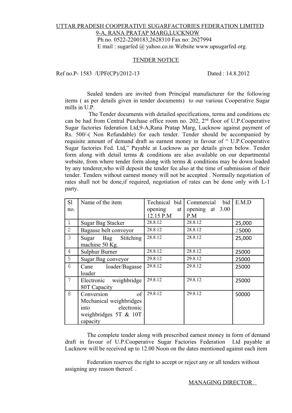 Uttar Pradesh Cooperative Sugarfactories Federation Limited